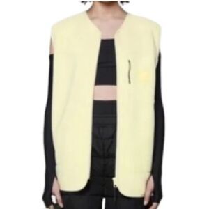 Rains Fleece Vest Straw Yellow Sleeveless Pockets Jacket Liner NWT NEW Medium